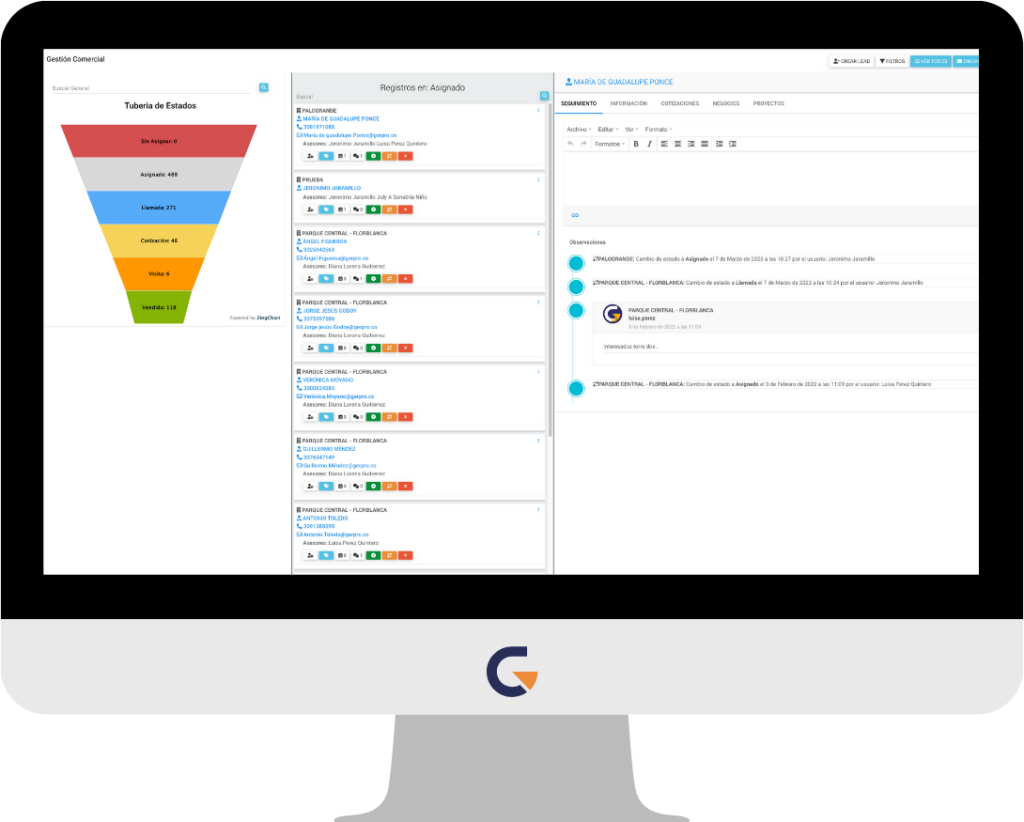 IngeMAX Gestión Comercial: trazabilidad del embudo, inventario en tiempo real y gestión integral del cliente