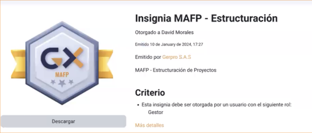 Certificado de cursos Gerpro X